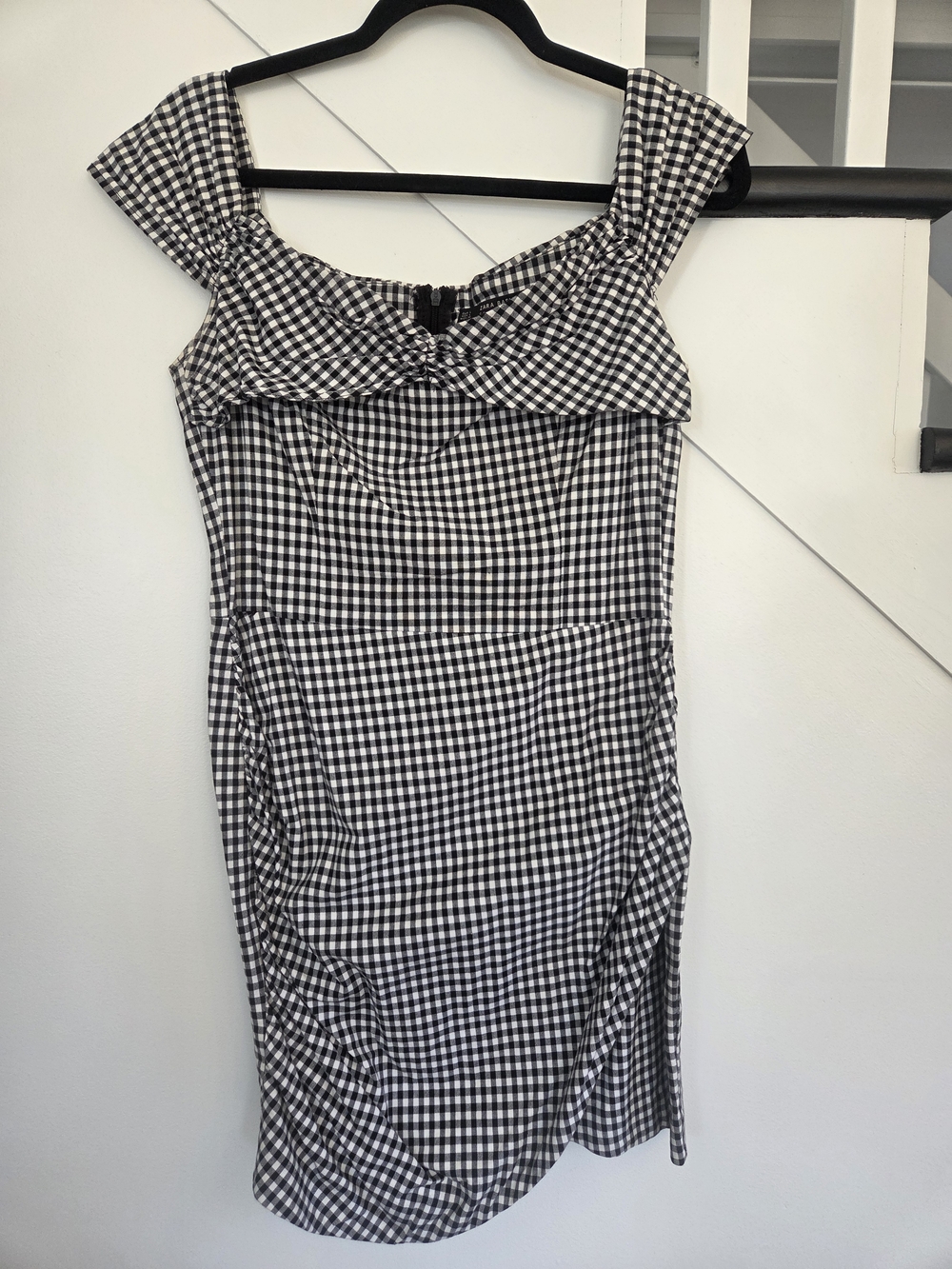 Zara Black and White Gingham Midi Dress